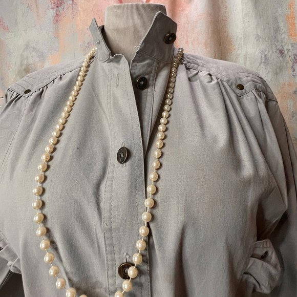 VTG 📌80s Button Down Dress with 3/4 Sleeves and Pockets - Picture 5 of 16